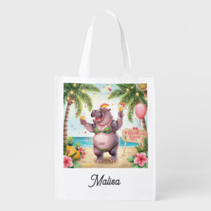 Beach Bachelorette Party Invitation for Hippo Grocery Bag