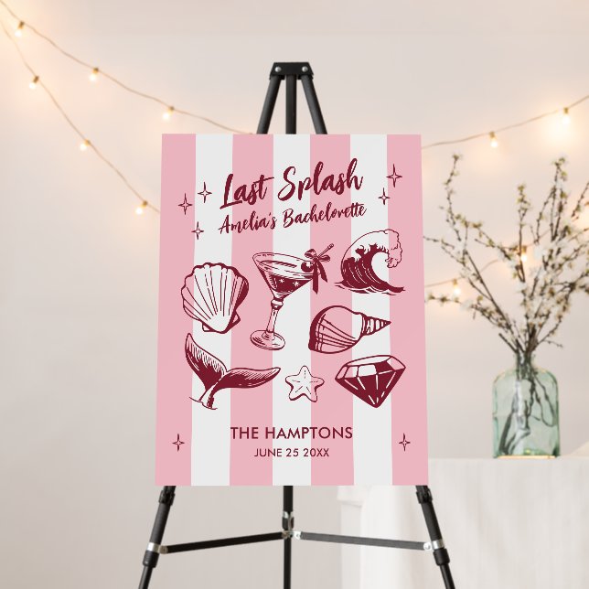 Beach Bachelorette Party Last Splash Mermaid Foam Board (In Situ (Stand))