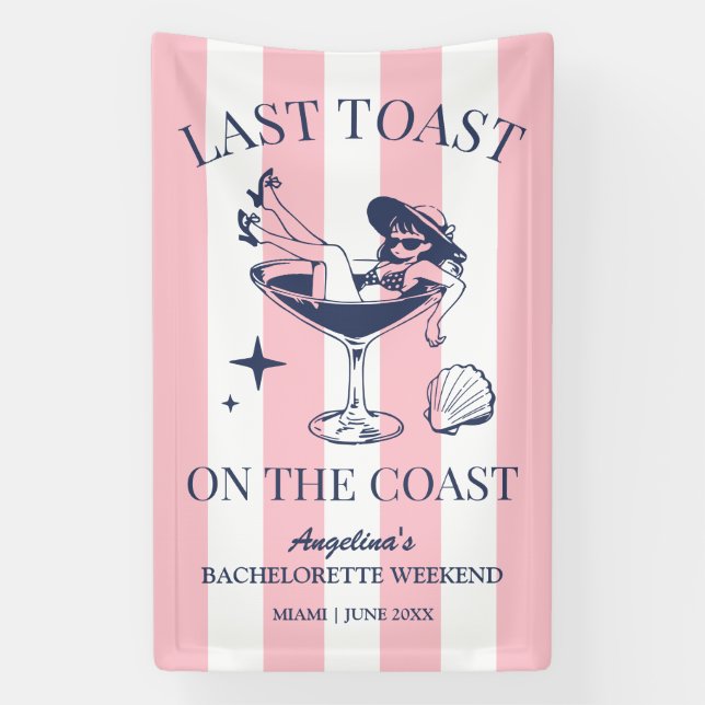 Beach Bachelorette Party Last Toast On The Coast Banner (Vertical)