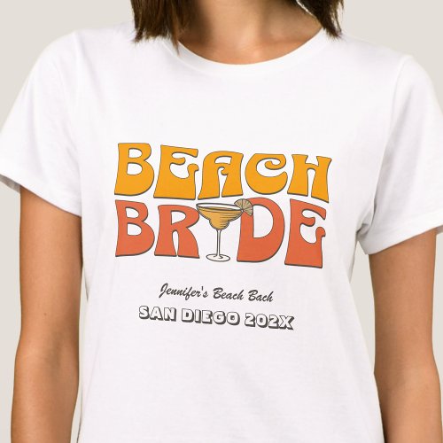 Beach Bachelorette Party Retro Groovy Beach Bride T_Shirt