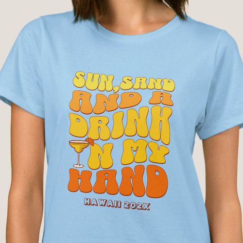 Beach Bachelorette Party Retro Sun Sand Drink T_Shirt