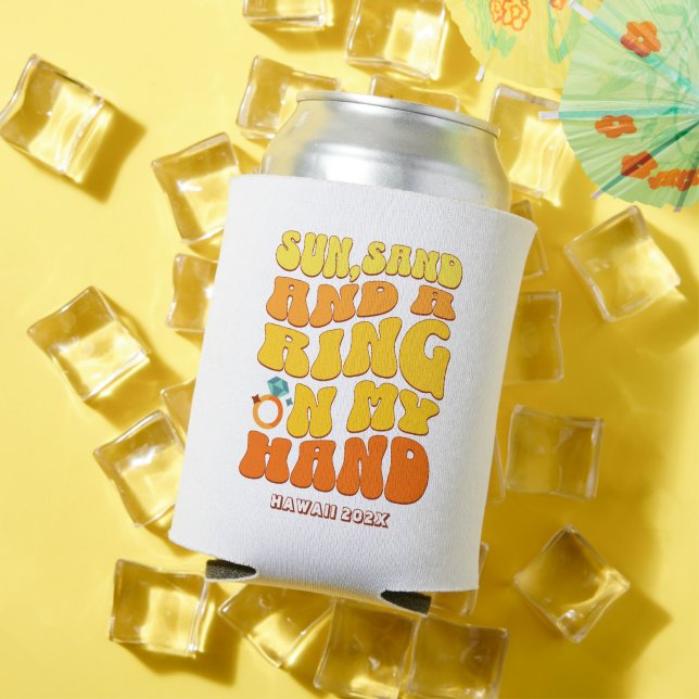 Beach Bachelorette Party Retro Sun Sand Ring Can Cooler (In Situ Summer)