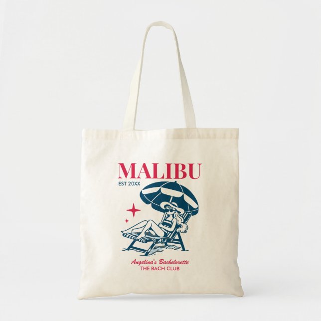 Beach Bachelorette Party Summer Girls Trip Malibu Tote Bag (Front)
