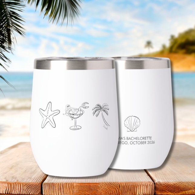 Beach Bachelorette Party Thermal Wine Tumbler (Beach Bachelorette Party Thermal Wine Tumbler)