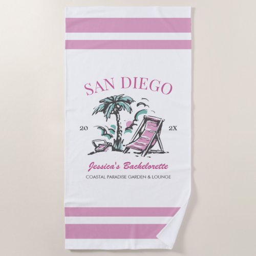 Beach Bachelorette Party Vintage Bridesmaid Custom Beach Towel