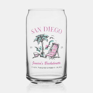 Beach Bachelorette Party Vintage Bridesmaid Custom Can Glass