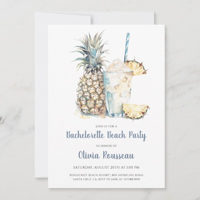 Beach Bachelorette Party Watercolor  Invitation (Front)