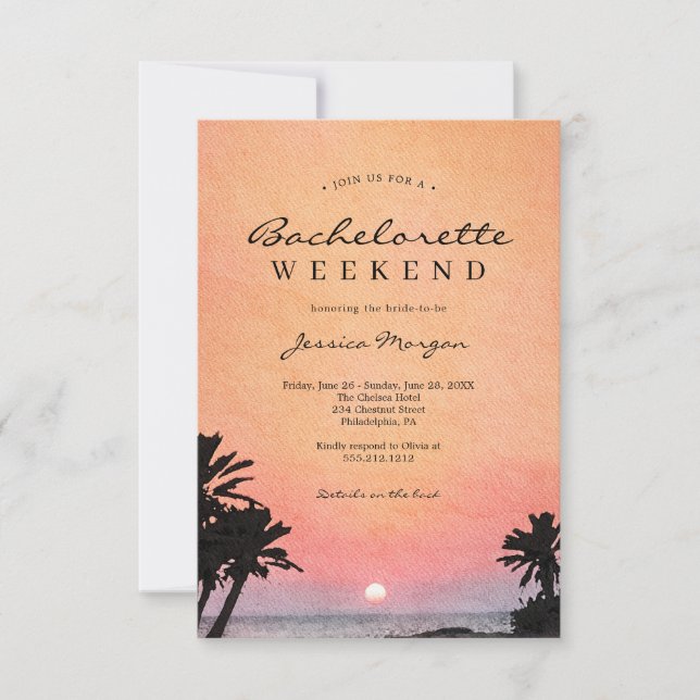 Beach Bachelorette Party Weekend Itinerary Invite (Front)