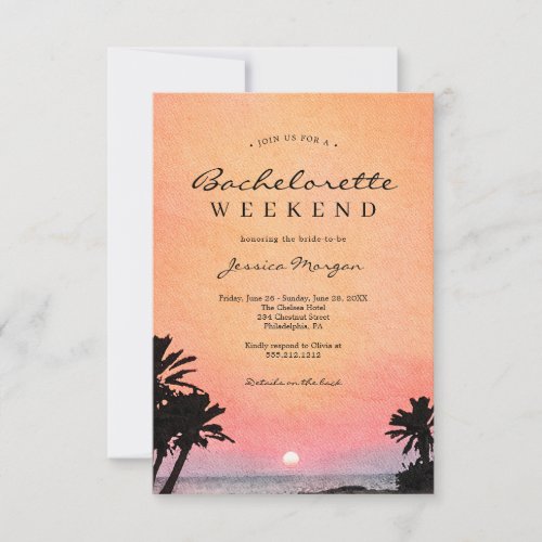 Beach Bachelorette Party Weekend Itinerary Invite