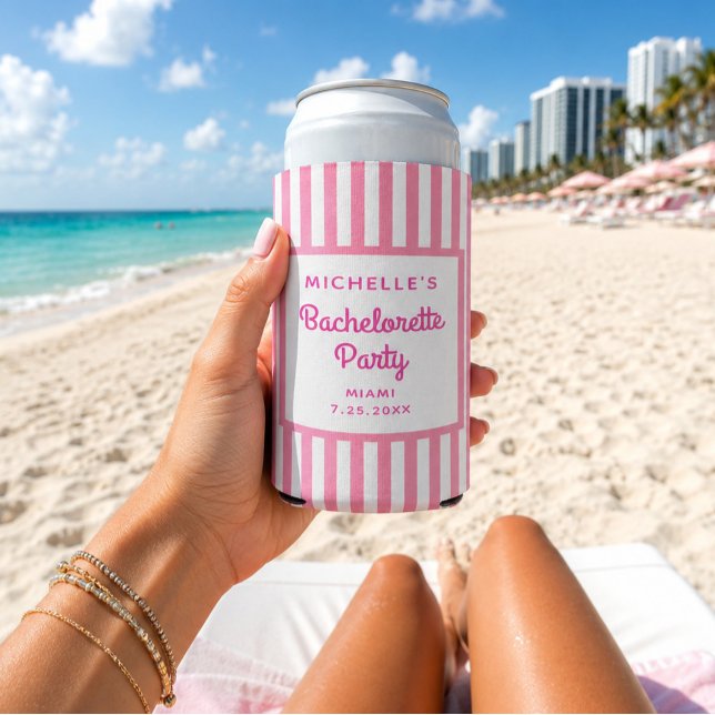 Beach Bachelorette Personalized Can Coolers (Creator Uploaded)