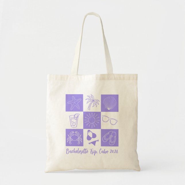 Beach Bachelorette Purple Tote Bag (Front)