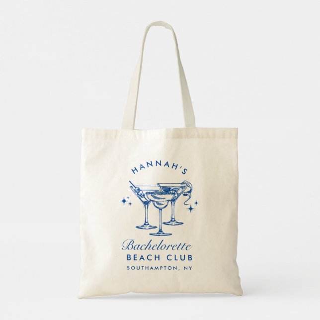 Beach Bachelorette Retro Modern Personalized Tote Bag (Back)