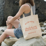 Beach Bachelorette Retro Modern Personalized Tote Bag<br><div class="desc">This tote effortlessly marries retro charm with a modern beachy twist,  creating a stylish and functional accessory for your bachelorette getaway. Personalize it with names,  dates,  or a special message,  making it a unique and cherished keepsake for your bridal party.</div>