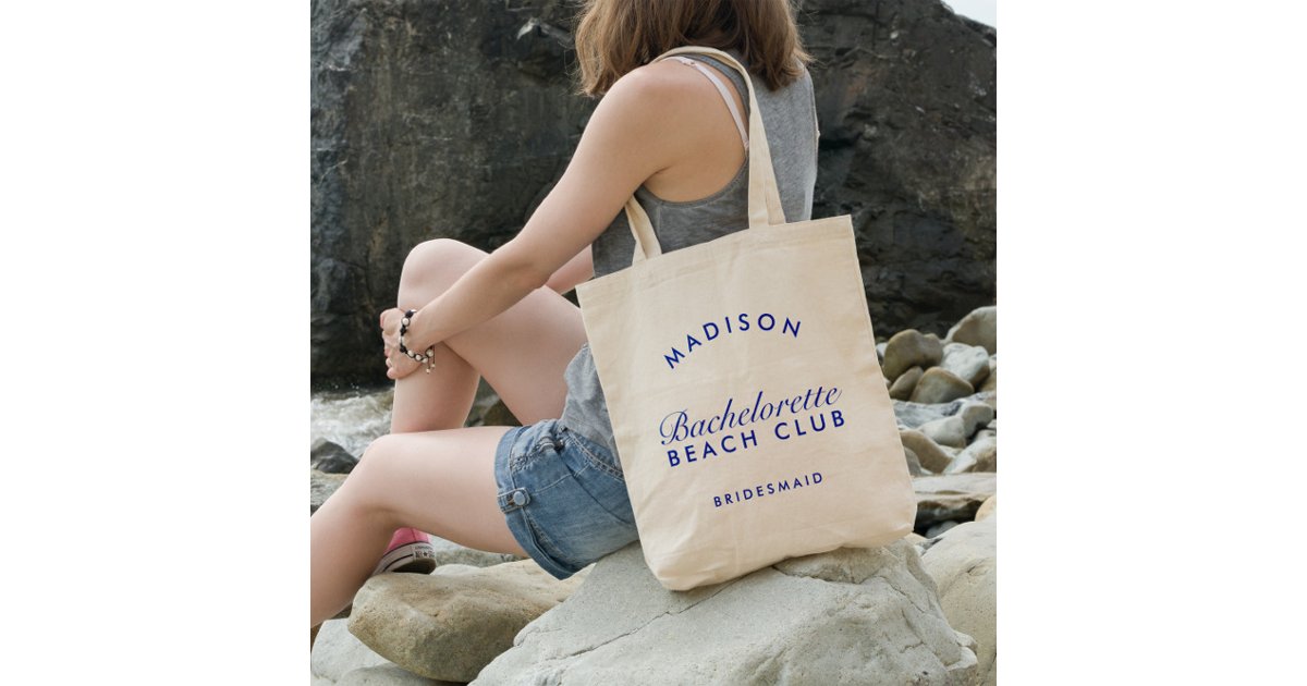 Beach Bachelorette Retro Modern Personalized Tote Bag | Zazzle