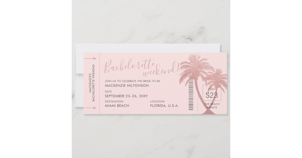 Beach Bachelorette Weekend Boarding Pass Ticket | Zazzle