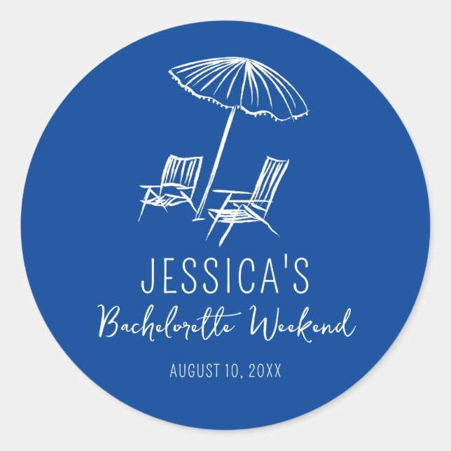Beach Bachelorette weekend favor Classic Round Sticker (Front)