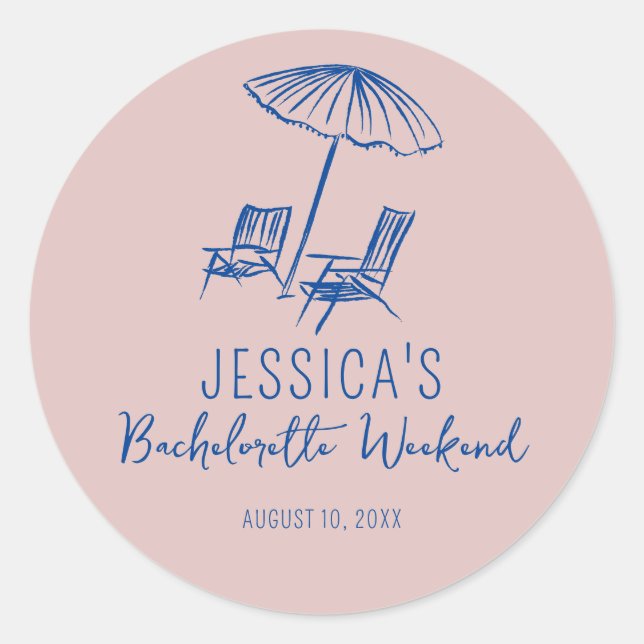 Beach Bachelorette weekend favor sticker (Front)