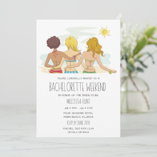 Beach Bachelorette Weekend Getaway Invitation (Standing Front)