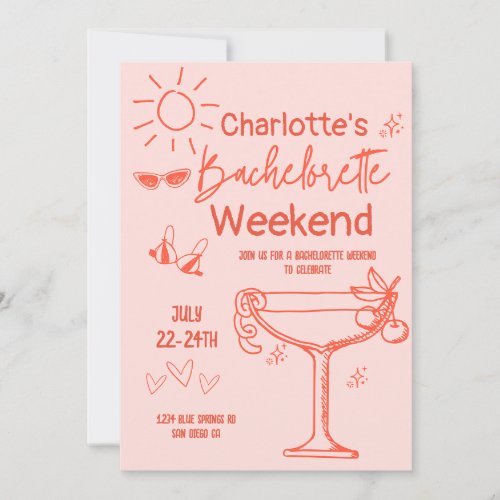 beach bachelorette weekend invitation itinerary 