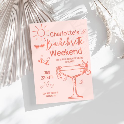 beach bachelorette weekend invitation itinerary 