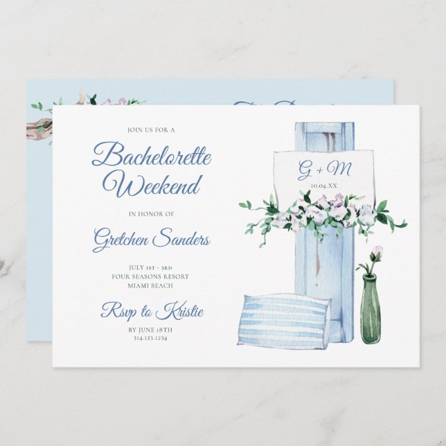 Beach Bachelorette Weekend Itinerary Invitation (Front/Back)