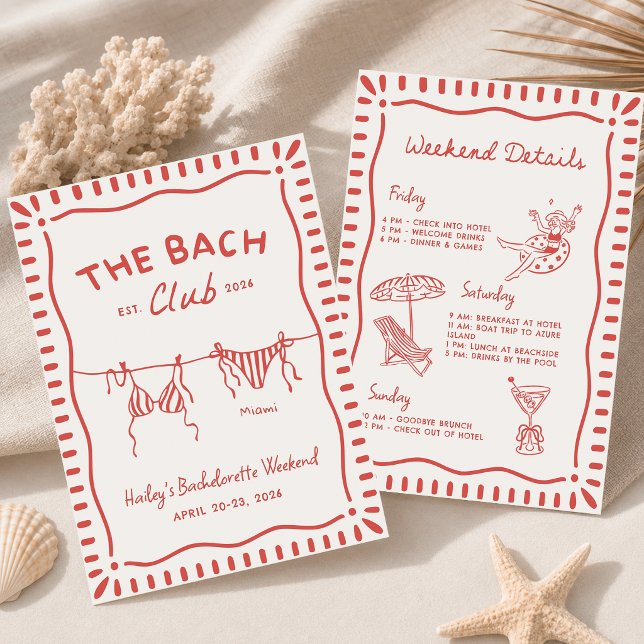 Beach Bachelorette Weekend Itinerary Invitation (Creator Uploaded)