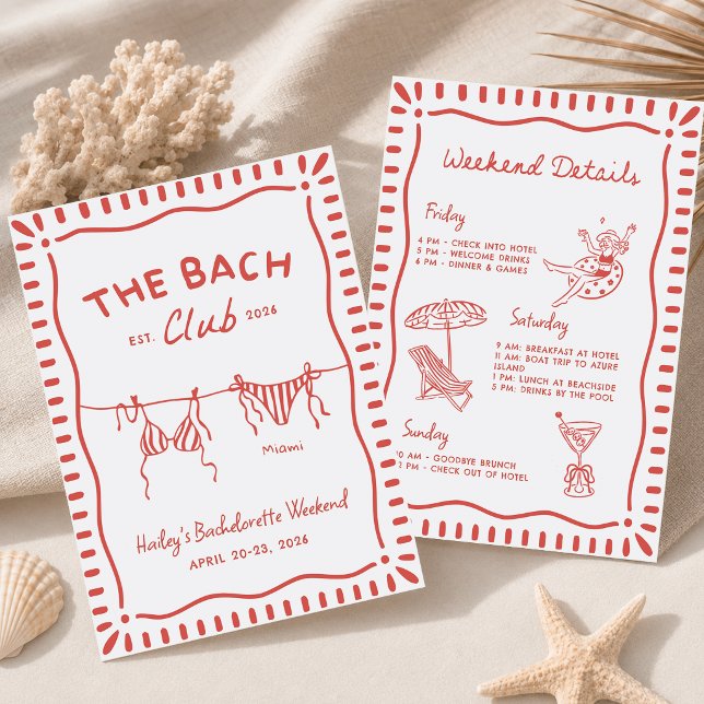 Beach Bachelorette Weekend Itinerary Invitation (Creator Uploaded)