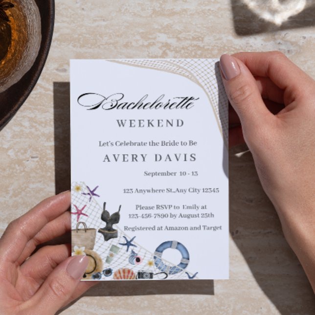 Beach Bachelorette Weekend itinerary Invitation (Creator Uploaded)