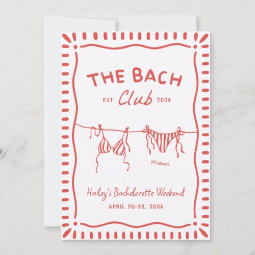 Beach Bachelorette Weekend Itinerary Invitation