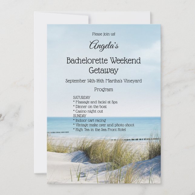 Beach Bachelorette Weekend Template Invitation (Front)