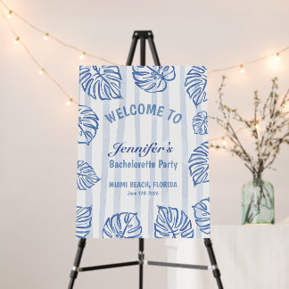 Beach BACHELORETTE Whimsical Blue palm leaves Foam Board