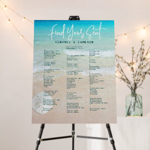 Beach Background Alphabetical Guest Seating List Foam Board