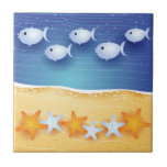 Beach background, tile<br><div class="desc">Beach background with fish and shell, fantasy illustration</div>