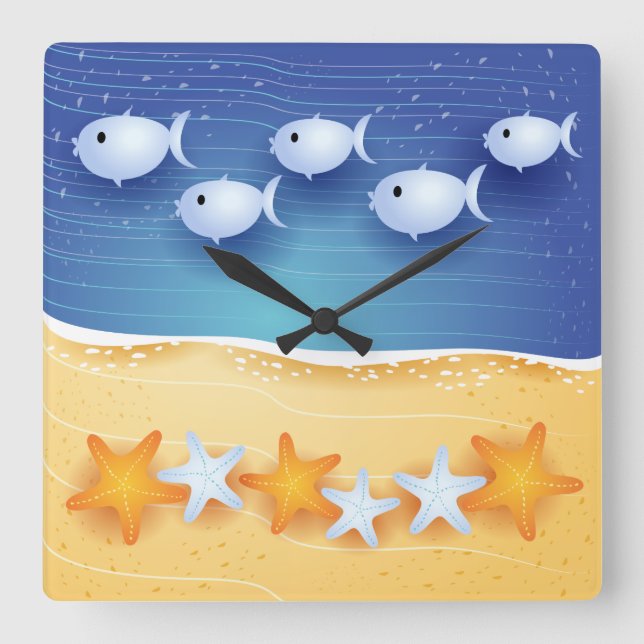 Beach background, wall clock (Front)