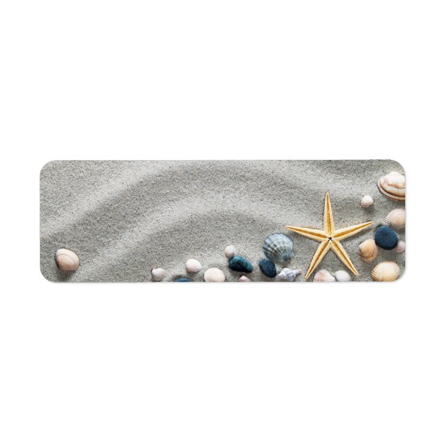 Beach Background With Shells And Starfish Label (Front)