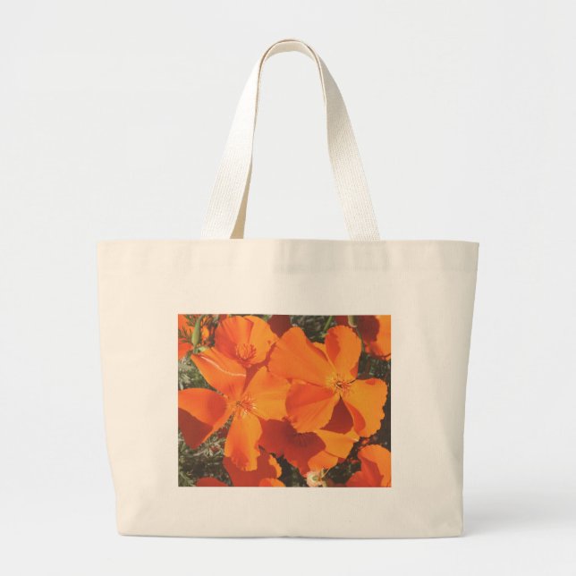 Beach Bag, CA Poppies # 3484 Large Tote Bag (Front)