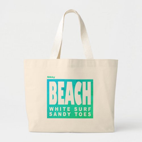 Beach Bag  Personalized White Surf Sandy Toes