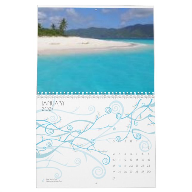 beach, Bahamas Calendar (Jan 2027)