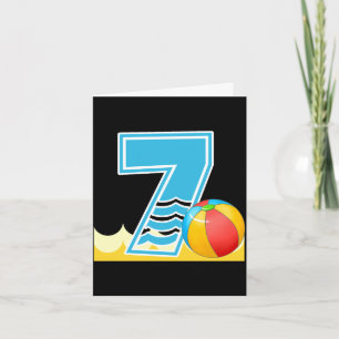 Beach ball 7th birthday pool party 7 year old card