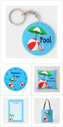Beach Ball and Pool Umbrella Custom Summer Designs