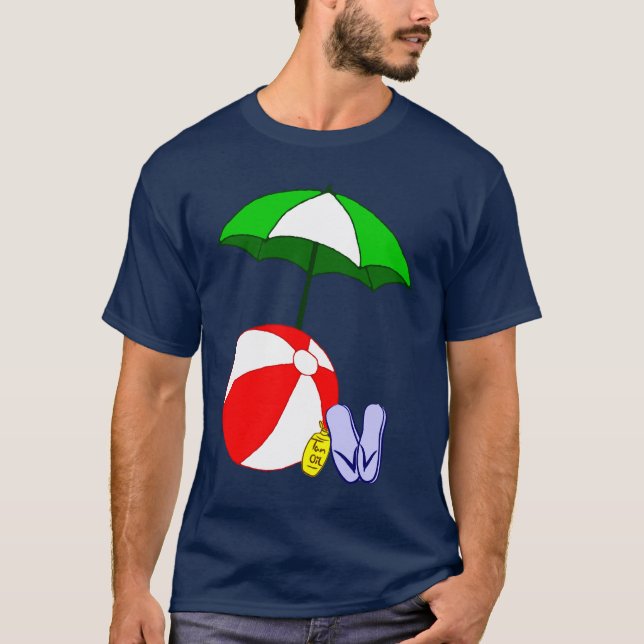 Beach Ball and Pool Umbrella Vacation T-shirt (Front)