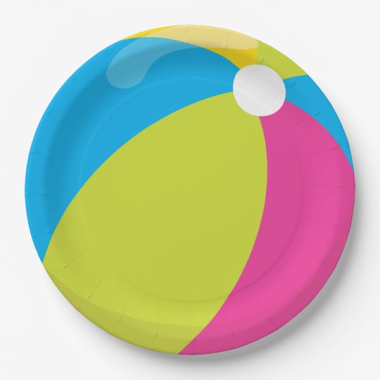 beach ball beach theme pool party paper plate zazzle com