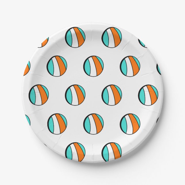 Beach Ball Birthday Paper Plates (Front)