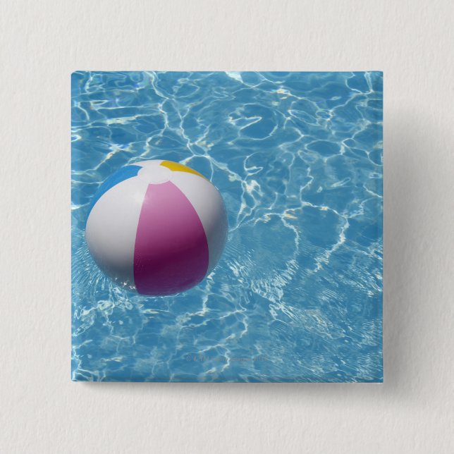 Beach ball in swimming pool button (Front)