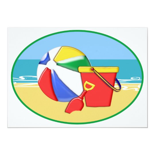 Beach Ball, Pail & Shovel at the Shore Card