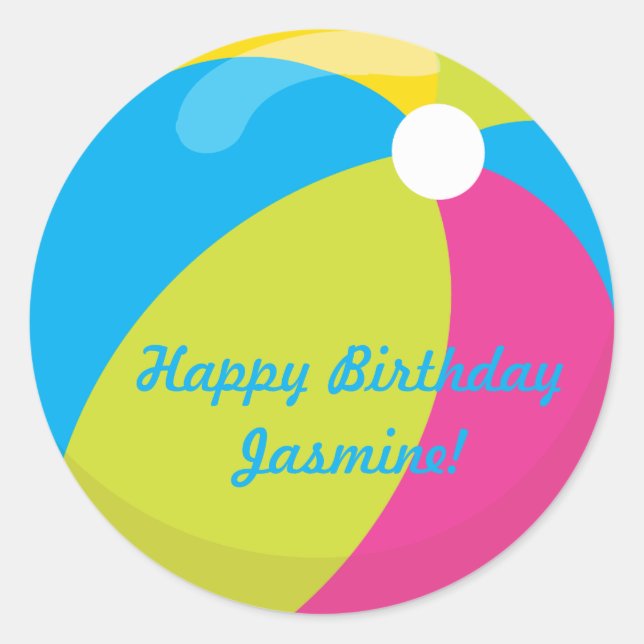 Beach Ball | Personalized Classic Round Sticker (Front)