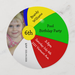 Beach Ball Photo Birthday Party Invitation