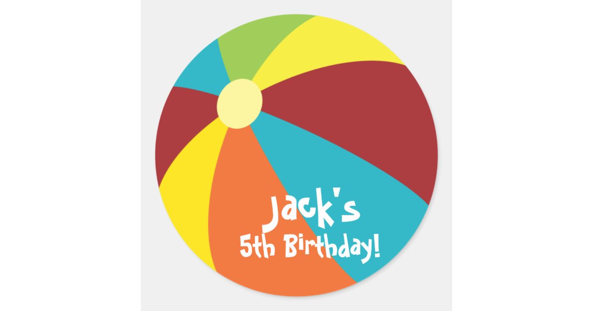 Beach Ball Pool Party Birthday Stickers | Zazzle