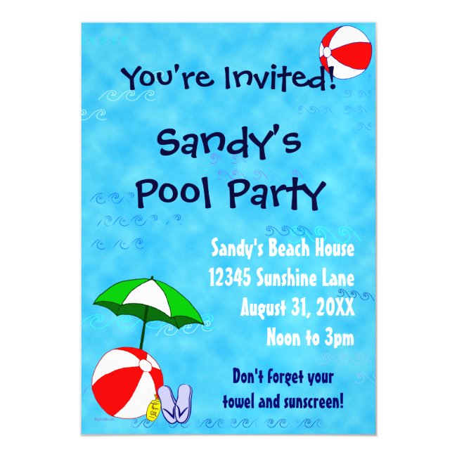 Beach Ball Pool Party Custom Invitation Magnet
