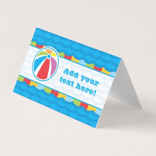 Beach Ball Pool Party Food Table Tent Card